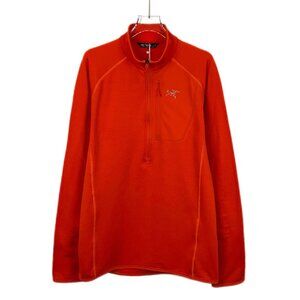 ArcTeryx Mens Red 1/4 Zip Performance Pullover Size M Polyester & Elastane Blend
